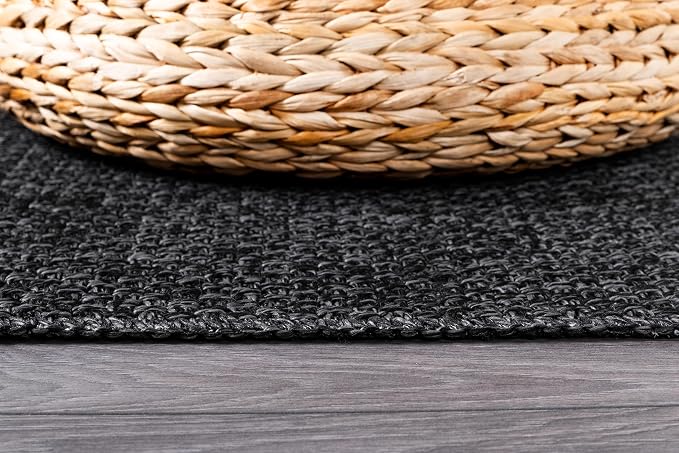 CAMILSON Easy Jute Rug 4x6, Indoor Outdoor Dark Gray Black Farmhouse Area Rugs - Image 9