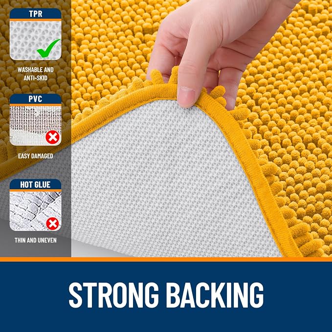 OLANLY Bathroom Runner Rugs 47x17, Soft Absorbent Chenille Bath Rugs, Rubber - Image 6
