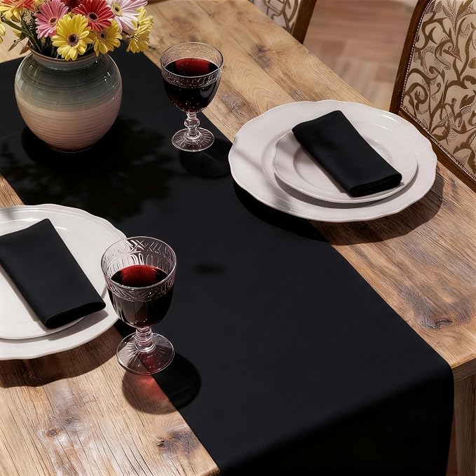MEANMOY Black Table Runner 72 Inches Long Waterproof Washable Table Runners | - Image 6