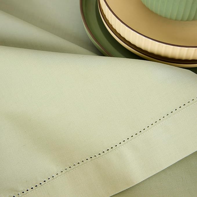 Solino Home Cotton Linen Table Runner Sage, Hemstitch Collection 14 x 36 in | - Image 8