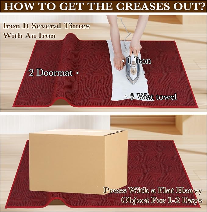 Indoor Door Mat 17"x30", Low-Profile Welcome Front Door Mat Indoor Entrance - Image 8