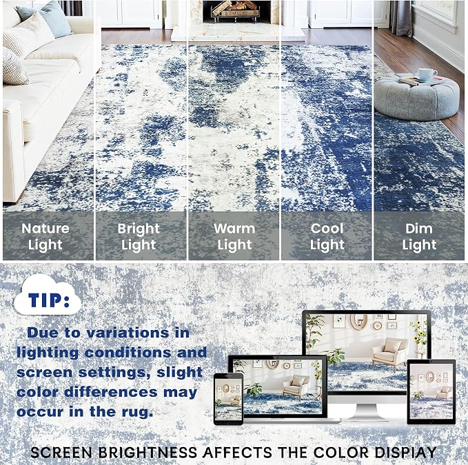 Area Rugs 9x12 Living Room: Large Soft Washable Rug Modern Abstract Anti-Skid - Image 10