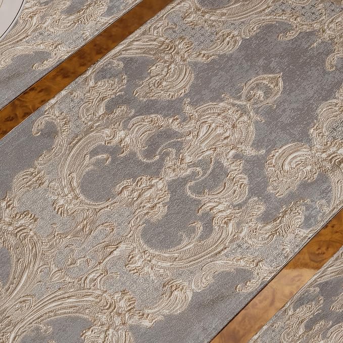 Loom and Mill Luxury Jacquard Damask Table Runner 108 Inches Long, 13x108 in - Image 7
