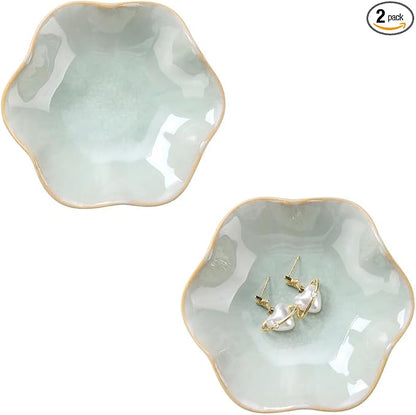 JAMEND CLXP 2PCS Lotus Leaf Shape Ring Holder Dish, Small Key Bowl, Ceramic by JAMEND+CLXP
