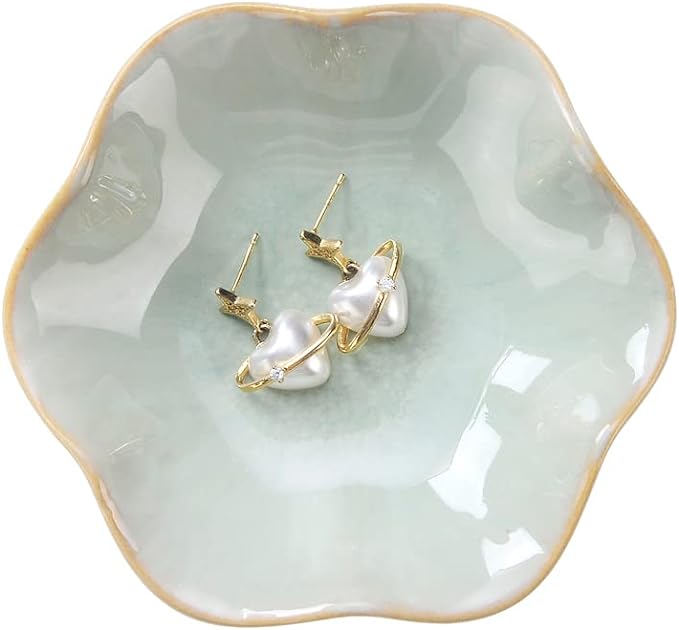 JAMEND CLXP Lotus Leaf Shape Decorative Ring Tray, Small Key Bowl, Ceramic by JAMEND+CLXP