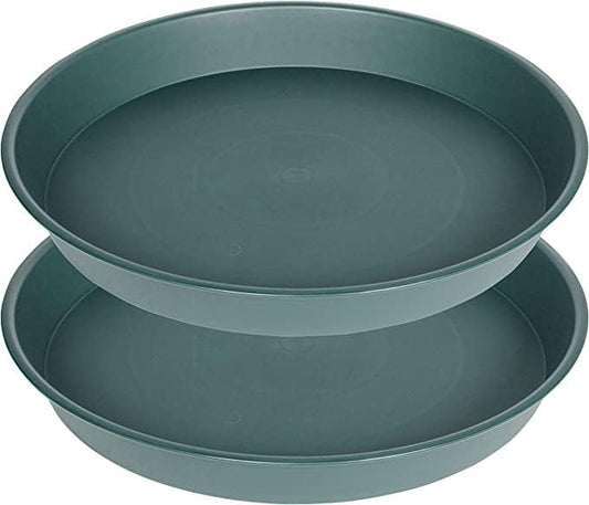 2 Pack of 10 inch Plant Saucer Gray, Heavy Duty Plastic Plant Saucer 10 inch by Bleuhome