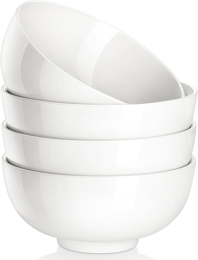 MALACASA 26 Oz White Ceramic Soup Bowls of 4, Cereal Bowls by MALACASA
