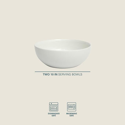 Gibson Home Extra Large Serving Bowls Set of 2-100 oz 10-Inch White Porcelain - Image 2