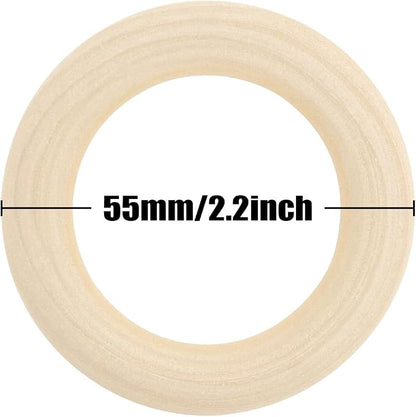 10PCS Natural Wooden Rings for Crafts, Unfinished Wooden Rings for Macrame - Image 4