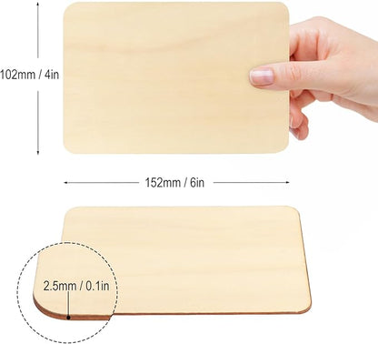 150 PCS Rectangle Unfinished Wood Pieces, 4 x 6 Inch Natural Wood Cutout Tiles - Image 2