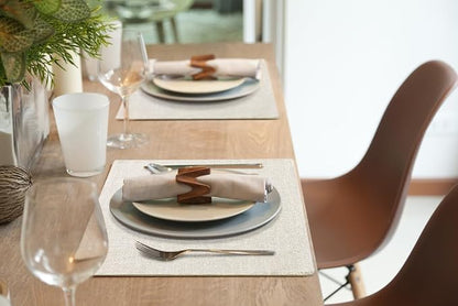 Faux Cotton Linen Placemats Set of 4, Cloth Washable Farmhouse Dining Table Mats - Image 8