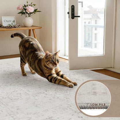 10x14 Area Rug for Living Room: Vintage Boho Neutral Washable Rug Indoor Soft - Image 9