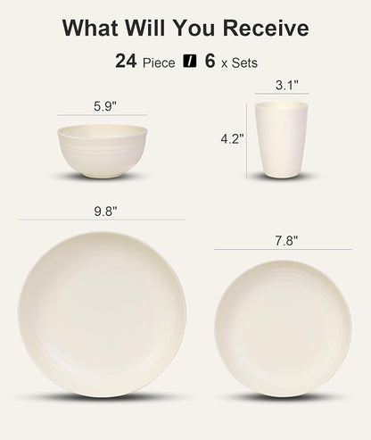 Quatish 24 Piece Plates and Bowls Sets - Image 2