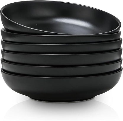 Selamica Porcelain 8.6 inch Salad Pasta Bowls Set of 6, 34 OZ Bowls Plates by Selamica