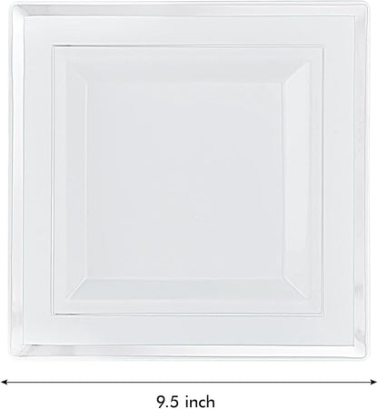 Vplus 90 Pack 9.5in White Disposable Plastic Party Plates - Image 6