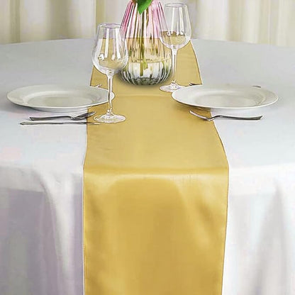 15 Pack Gold Satin Table Runners 12x108 Inches | Silk and Smooth Fabric - Image 2