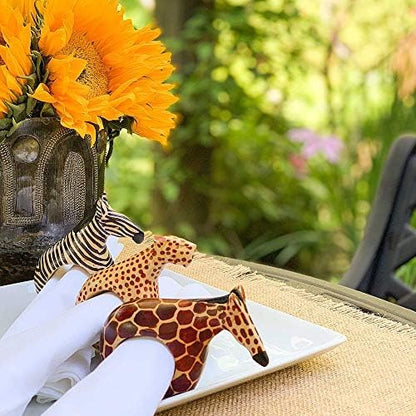Mahogany Wood Animal Napkin Rings Set of Six - Image 5
