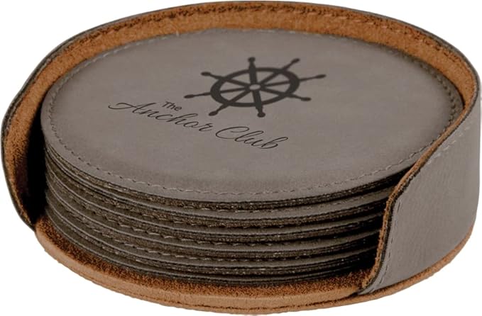 Custom Engraved Coasters | Personalized Leather Coaster | Set of 6 | Drink by AMERICAN+PERSONALIZED