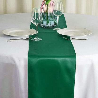 12 Pack Forest Green Satin Table Runner 12x108 Inches | Silk and Smooth Fabric - Image 3