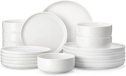 MALACASA 18 Pcs Porcelain Plates and Bowls Sets, Dinnerware Set by MALACASA