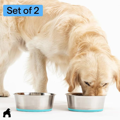 GORILLA GRIP Dog Bowls, Food Grade 304 Stainless Steel Holds 6 Cups Each Food - Image 8