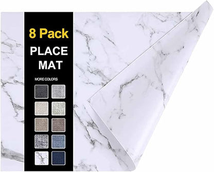 Faux Leather Heat Resistant Placemats 6 Packs, Waterproof Wipeable Dining PU by homing