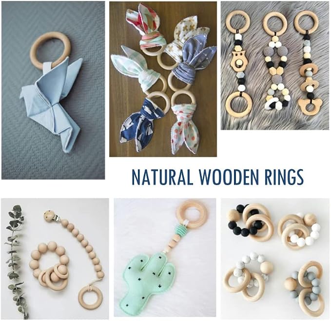 20PCS Natural Wood Rings for Crafts, Macrame Rings for DIY, Wooden Rings - Image 6