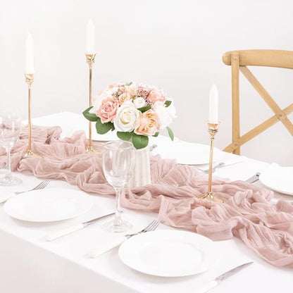 3 Pack Pink Table Runner 10ft Rustic Gauze Cheesecloth Table Decor | - Image 5