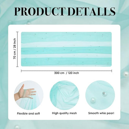 Artoid Mode 10Pcs Pearl Turquoise Gauze Table Runner 120 Inch 10FT, Seasonal - Image 6