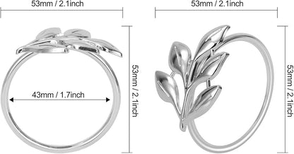 KPOSIYA Set of 20 Leaf Napkin Rings Metal Silver Napkin Holder Table Napkin - Image 6