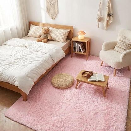 Mugorn Pink Fluffy Soft Rugs for Girls Bedroom, 8x10 Ft Large Shaggy Area Rugs - Image 6