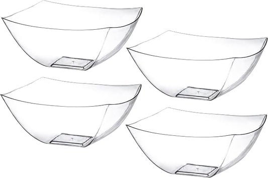 4 Pack Disposable Clear Plastic Serving Bowls Square Party & Candy 16oz | by PoshSetting