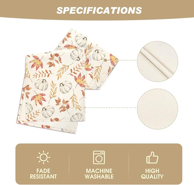 Artoid Mode 210 GSM Fall Table Runner 13x120 Inch Home Party Decor | Orange - Image 5