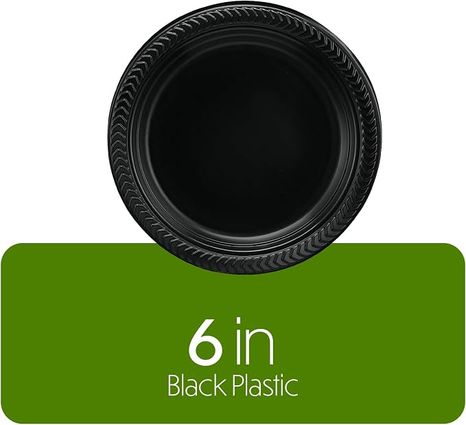 PLASTICPRO 800 PCS Black Plastic Plates Light Weight 6 Inch Plastic Dessert - Image 5