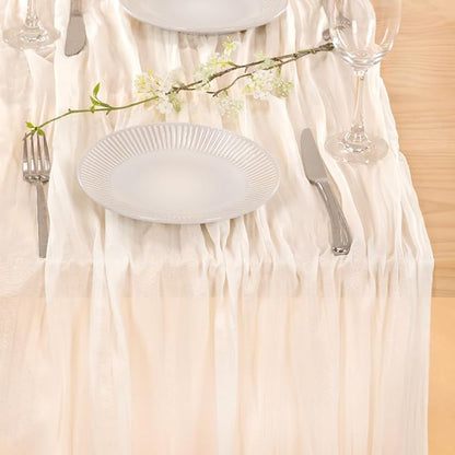 3 Pack Ivory White Cheesecloth Table Runner Rustic Gauze Centerpiece | - Image 6