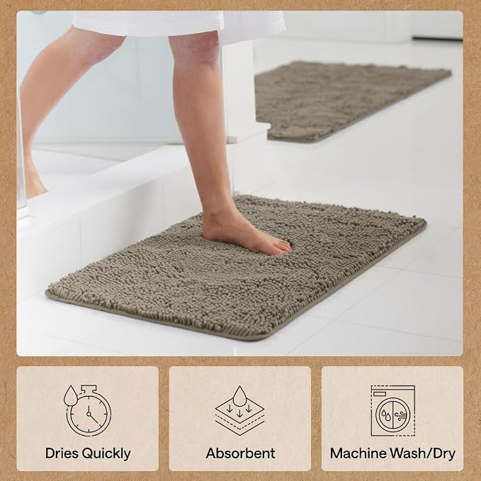 GORILLA GRIP Bath Rug Mat, Thick Soft Absorbent Chenille, Quick Dry Microfiber - Image 7