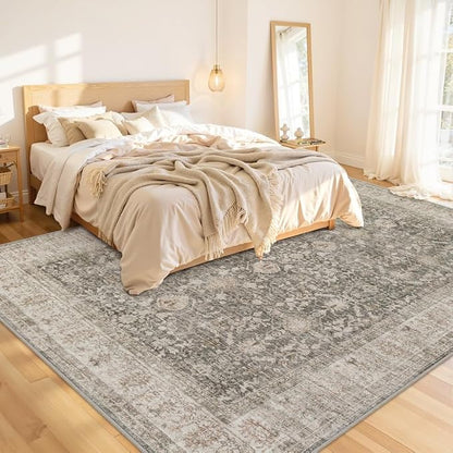 Area Rugs 9x12 Living Room: Vintage Boho Neutral Washable Rug Indoor Soft Large - Image 2