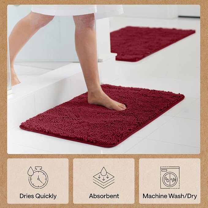 GORILLA GRIP Bath Rug Mat 48x17, Soft Absorbent Chenille, Quick Dry Microfiber - Image 7