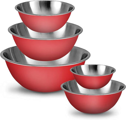 Stainless Steel Mixing Bowls Set, 5-Piece Meal Prep & Food Storage | .75 by WHYSKO