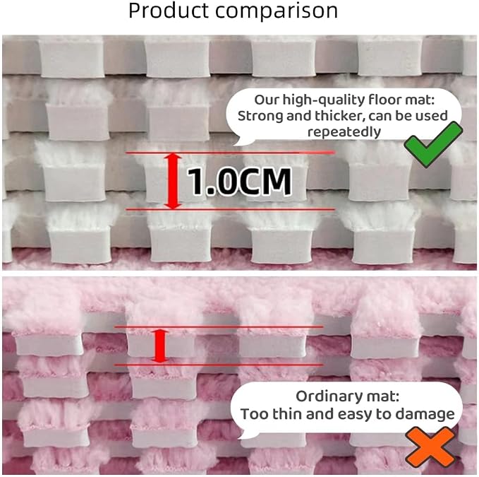 12pcs Carpet Squares Puzzle Floor Mat, Plush Interlocking Carpet Tiles - Image 5
