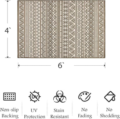 Outdoor Rug Carpet 4x6 ft, Flatweave Textured Outdoor Patio Rug Non Slip Indoor - Image 2