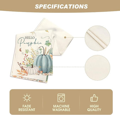 Artoid Mode 210 GSM Fall Table Runner 13x60 Inch Home Party Decor | Aqua Hello - Image 5