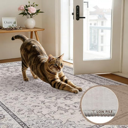 Area Rugs 9x12 Living Room: Vintage Boho Neutral Washable Rug Indoor Soft Large - Image 9