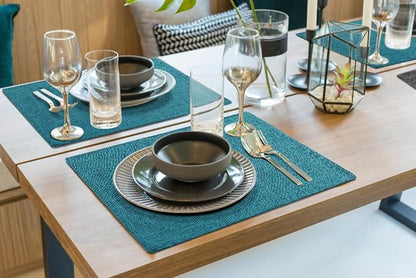 Faux Cotton Linen Placemats Set of 4, Cloth Washable Farmhouse Dining Table Mats - Image 8