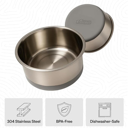 GORILLA GRIP Dog Bowls, Food Grade 304 Stainless Steel, Holds 2 Cups Each Food - Image 6