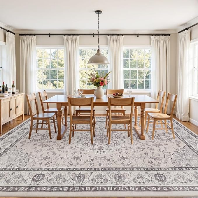 6x9 Area Rugs for Living Room: Vintage Boho Neutral Washable Rug Indoor Soft - Image 9