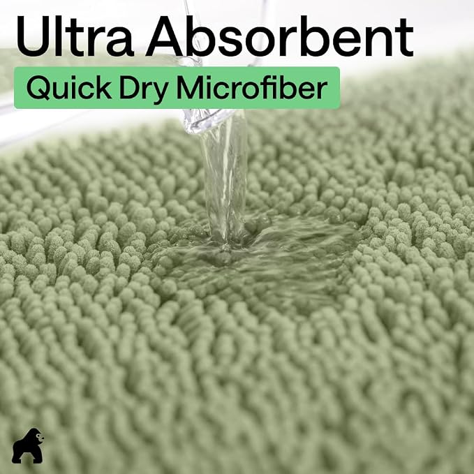 GORILLA GRIP Bath Rug Mat 48x24, Soft Absorbent Chenille, Quick Dry Microfiber - Image 5