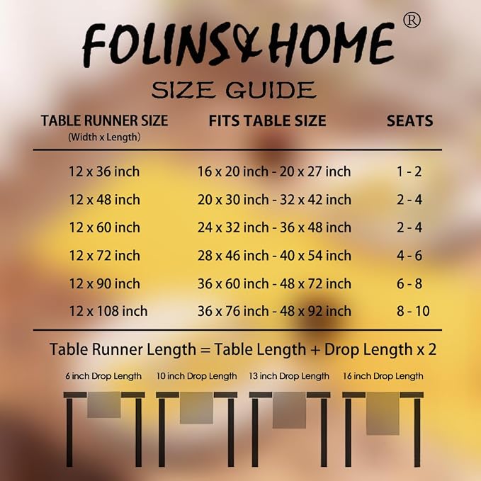 FOLINS&HOME Yellow Waterproof Decorative Table Runner 48 Inches Long | 210GSM - Image 6