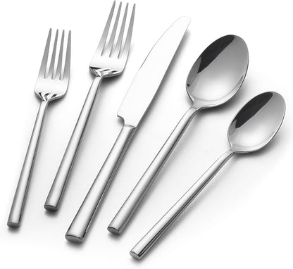 Alata Potter 60-Piece Forged Silverware Set Stainless Steel Flatware Set by Alata