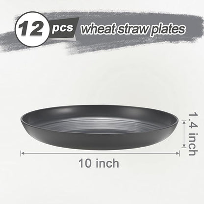 HEYCOME 12 Pcs Unbreakable Deep Dinner Plates Set, 10 inch Reusable Plastic - Image 2